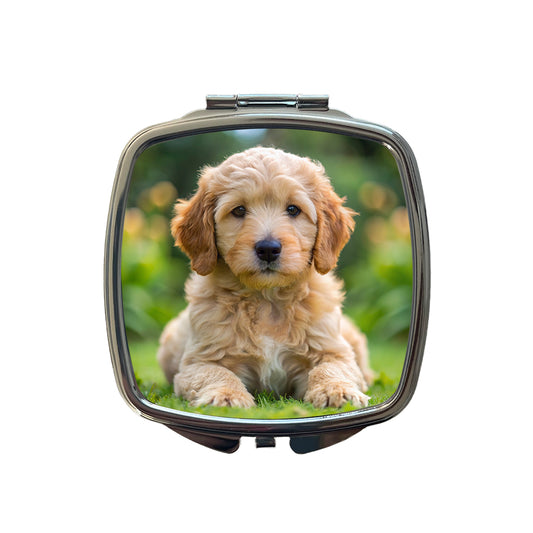 Goldendoodle Dog Puppy Photo Small Travel Purse Handbag Pocket Makeup Compact Mirror