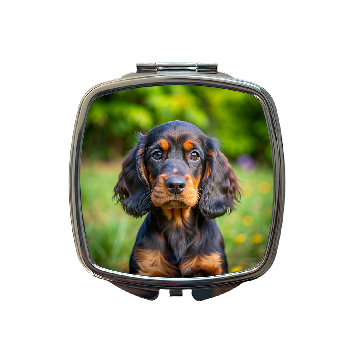 Gordon Setter Dog Puppy Photo Small Travel Purse Handbag Pocket Makeup Compact Mirror
