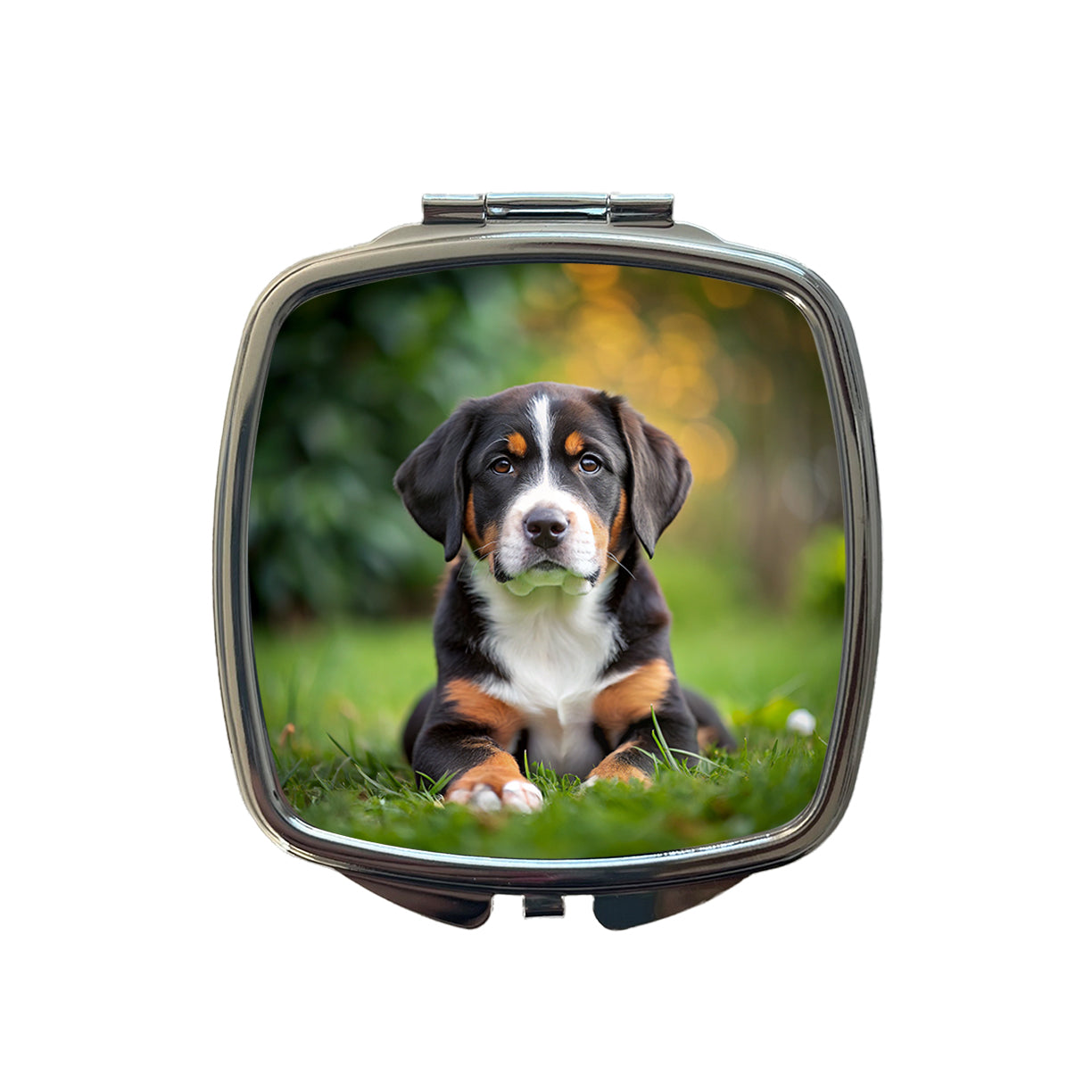 Greater Swiss Mountain Dog Puppy Photo Small Travel Purse Handbag Pocket Makeup Compact Mirror