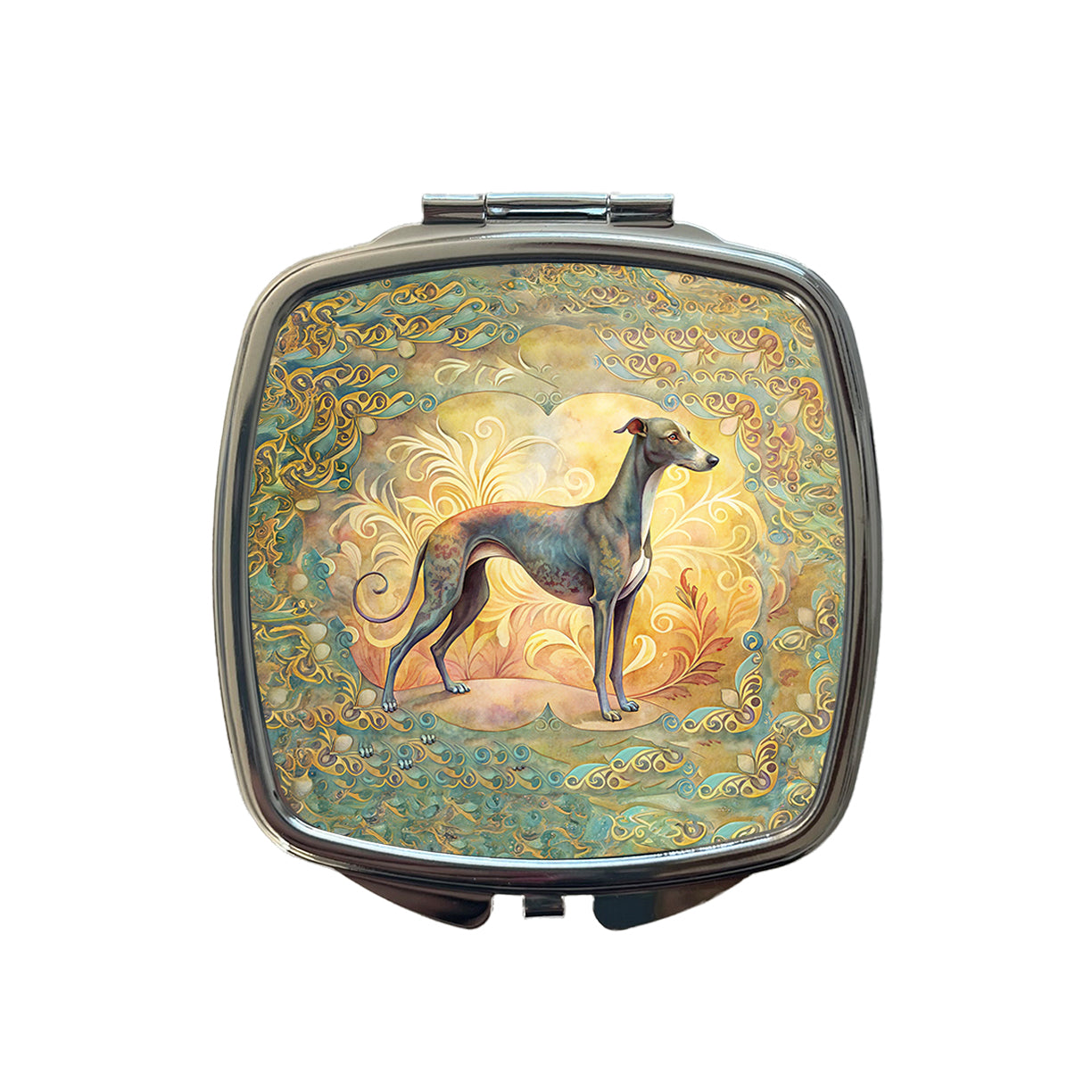 Greyhound Dog Art Nouveau Small Travel Purse Handbag Pocket Makeup Compact Mirror