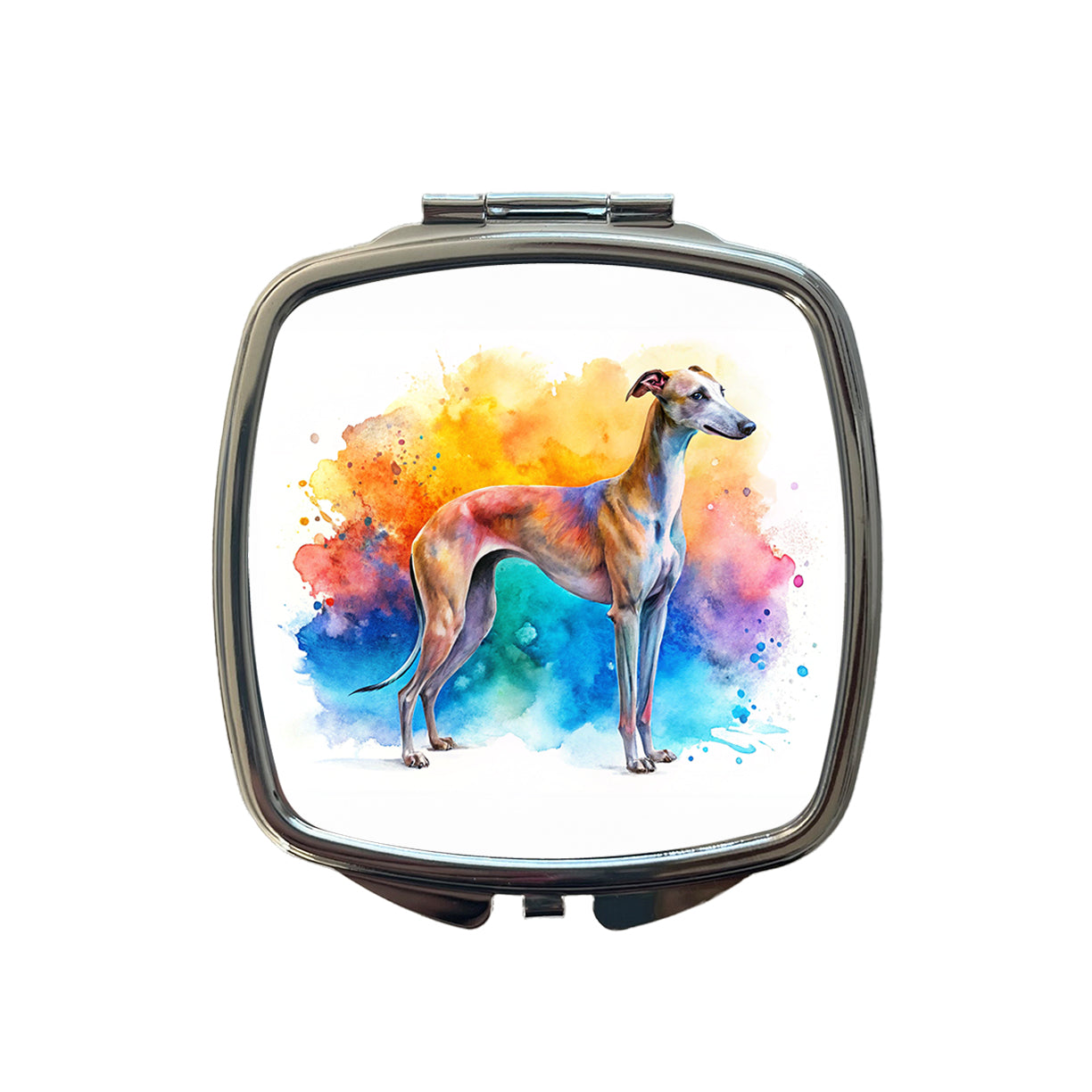 Greyhound Dog Watercolor Style Small Travel Purse Handbag Pocket Makeup Compact Mirror