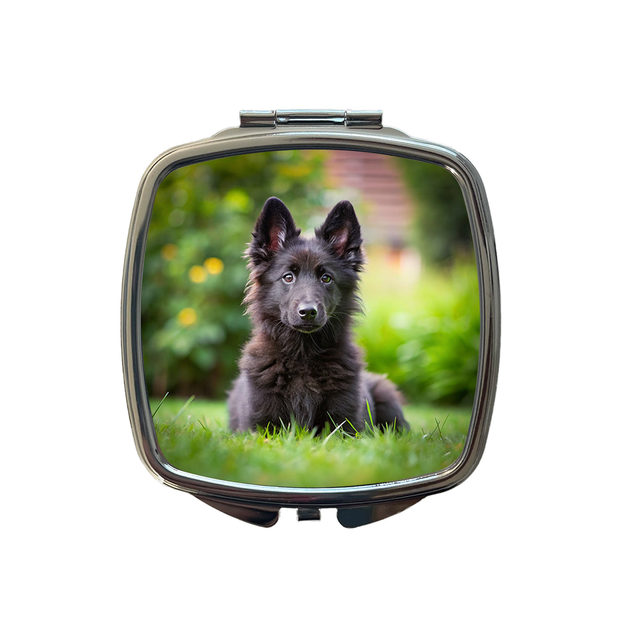 Groenendael Belgian Sheepdog Dog Puppy Photo Small Travel Purse Handbag Pocket Makeup Compact Mirror