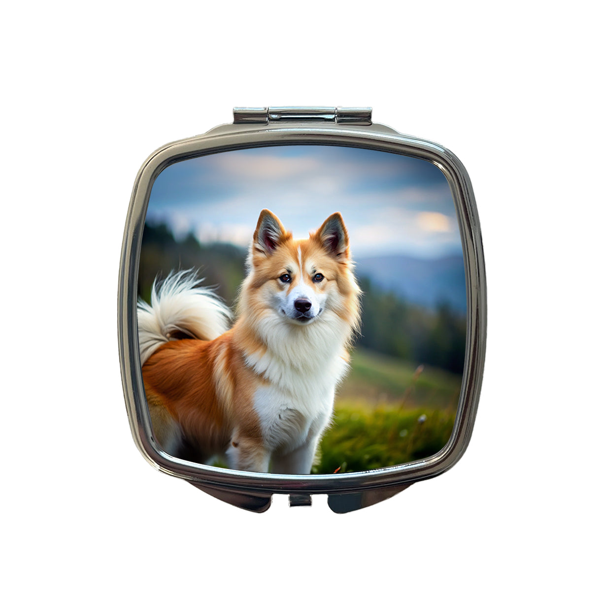 Icelandic Sheepdog Dog Photo Small Travel Purse Handbag Pocket Makeup Compact Mirror