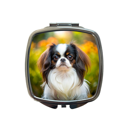 Japanese Chin Dog Photo Small Travel Purse Handbag Pocket Makeup Compact Mirror