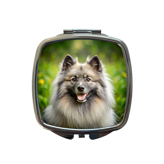Keeshond Dog Photo Small Travel Purse Handbag Pocket Makeup Compact Mirror