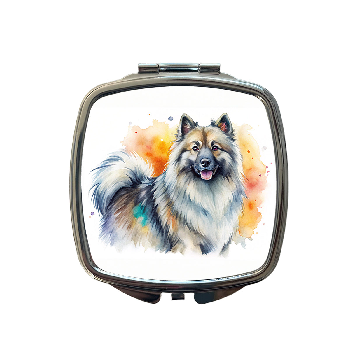 Keeshond Dog Watercolor Style Small Travel Purse Handbag Pocket Makeup Compact Mirror