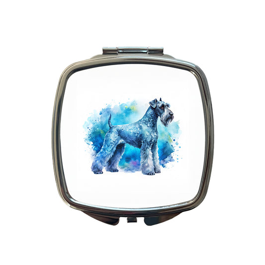 Kerry Blue Terrier Dog Watercolor Style Small Travel Purse Handbag Pocket Makeup Compact Mirror
