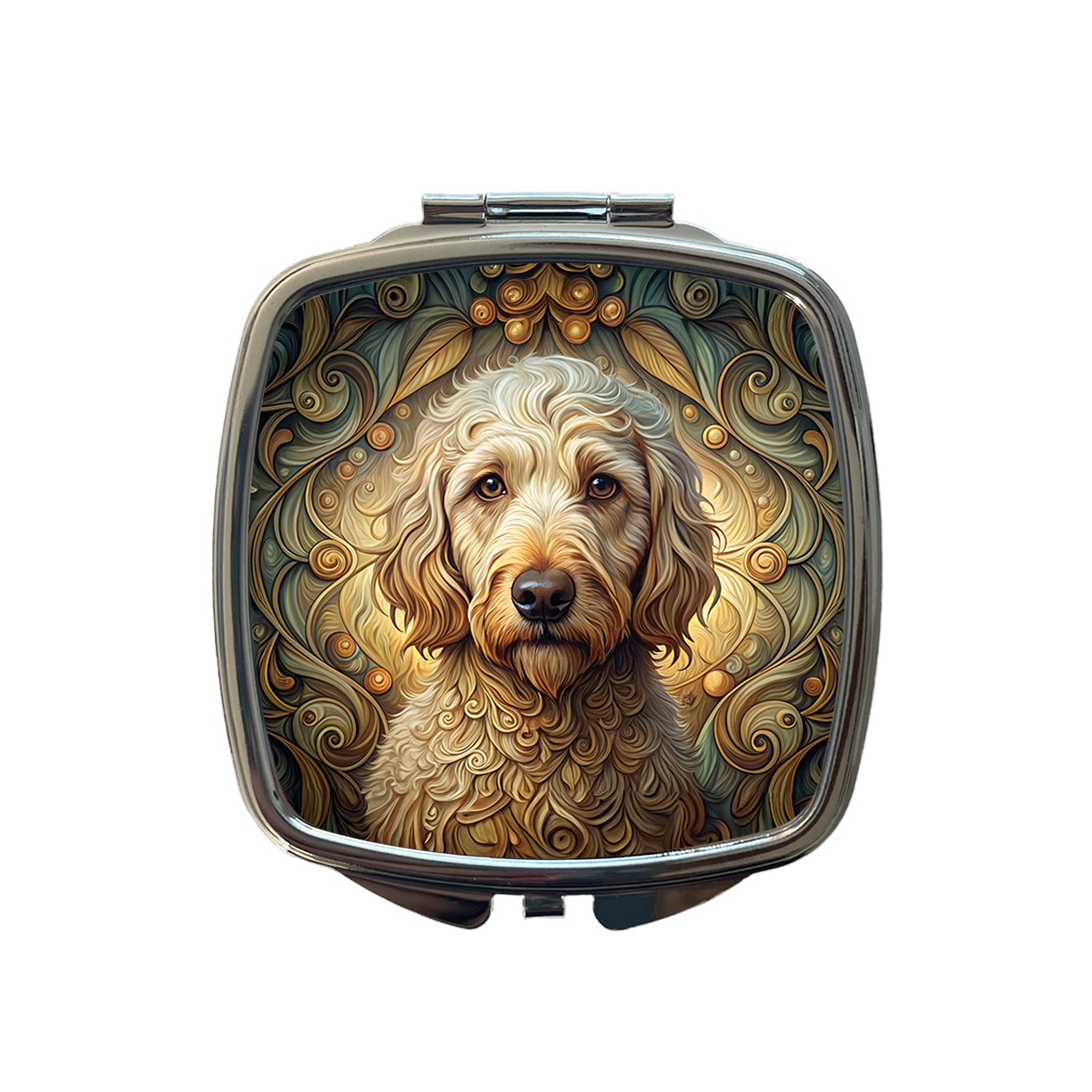 Labradoodle Dog Art Nouveau Small Travel Purse Handbag Pocket Makeup Compact Mirror