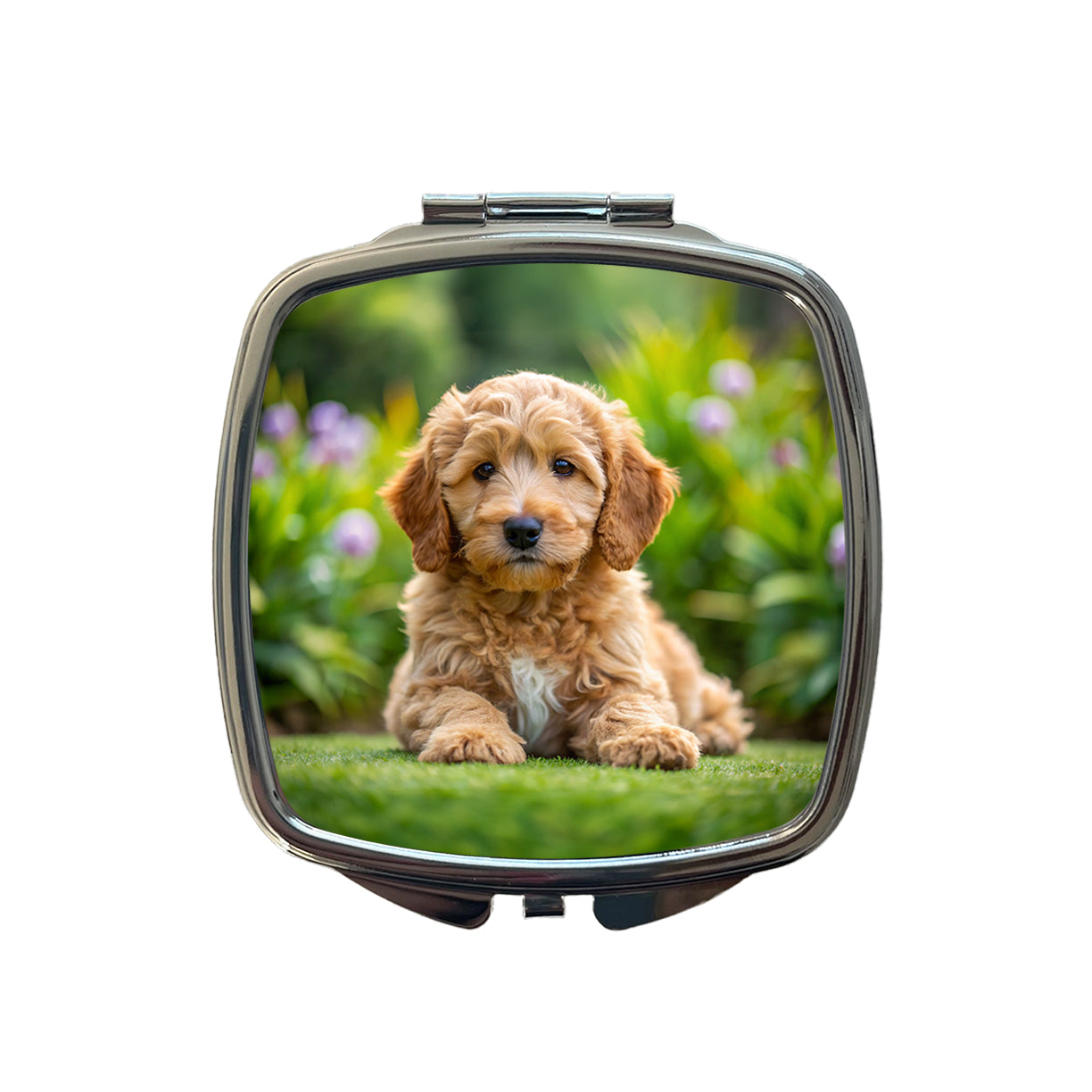 Labradoodle Dog Puppy Photo Small Travel Purse Handbag Pocket Makeup Compact Mirror