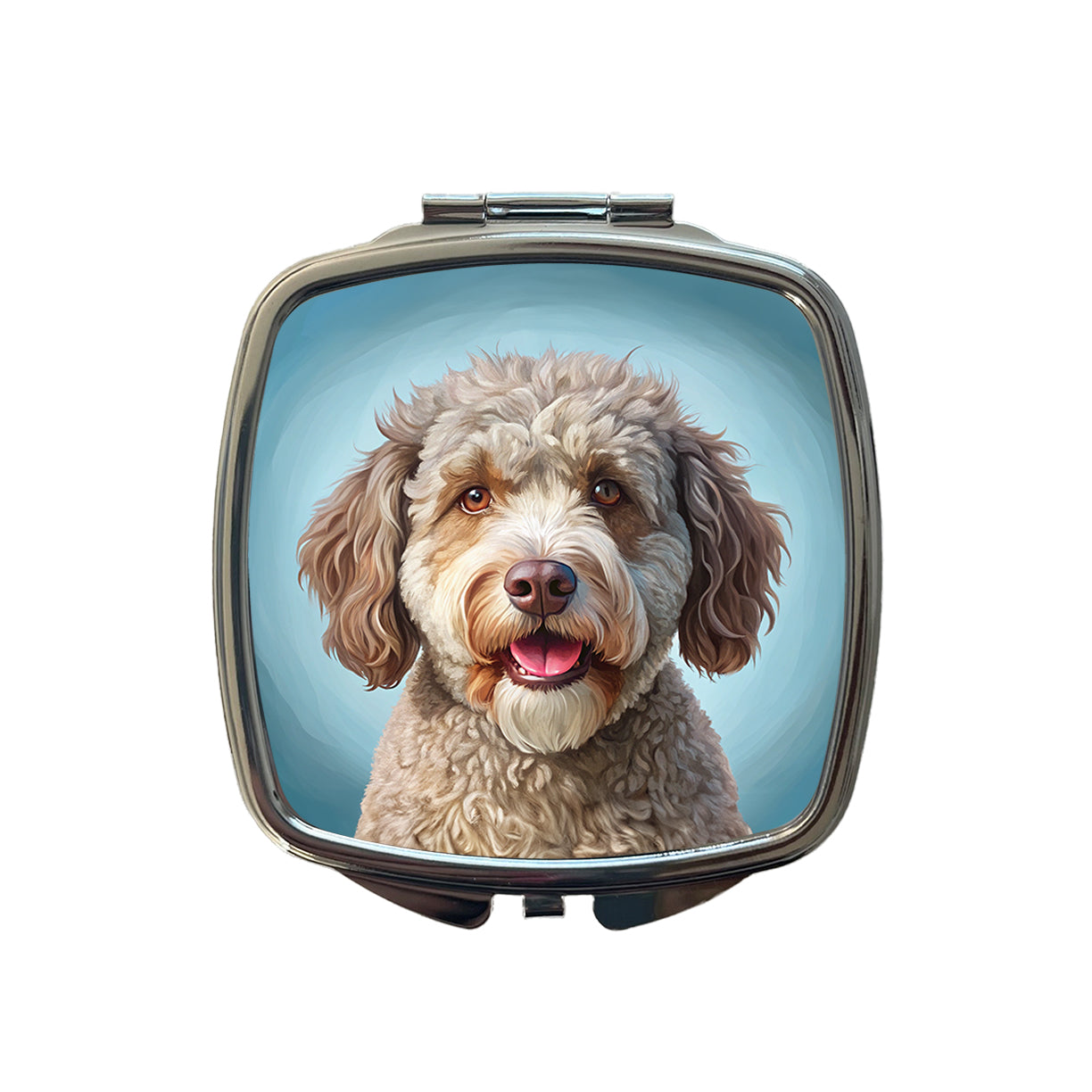 Lagotto Romagnolo Dog Illustration Small Travel Purse Handbag Pocket Makeup Compact Mirror
