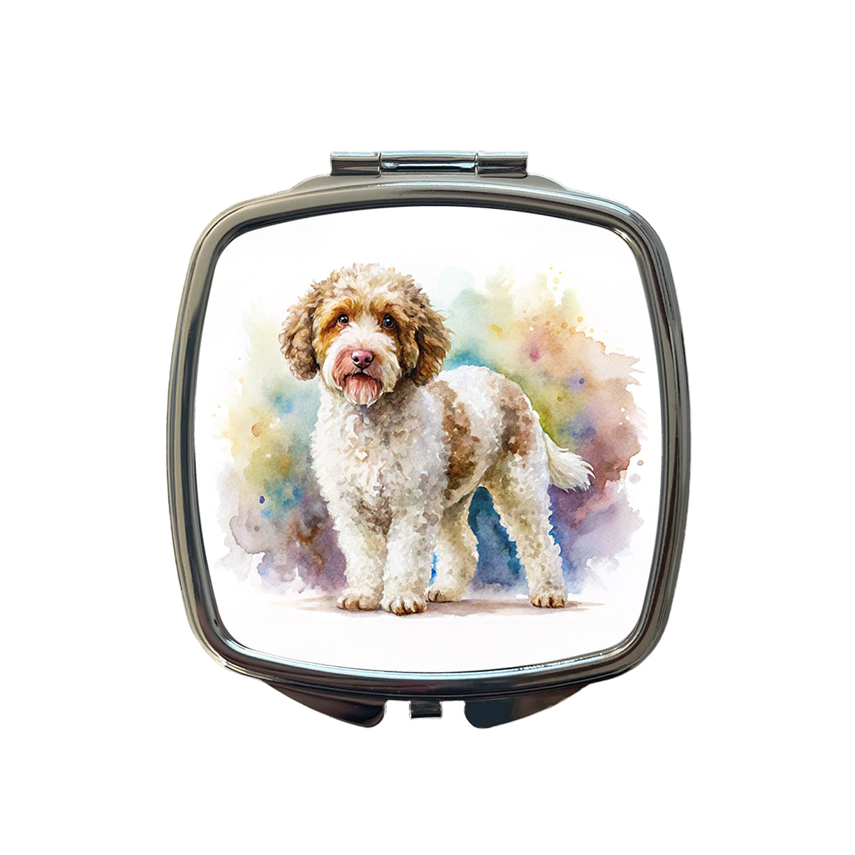 Lagotto Romagnolo Dog Watercolor Style Small Travel Purse Handbag Pocket Makeup Compact Mirror