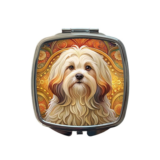 Lhasa Apso Dog Art Nouveau Small Travel Purse Handbag Pocket Makeup Compact Mirror