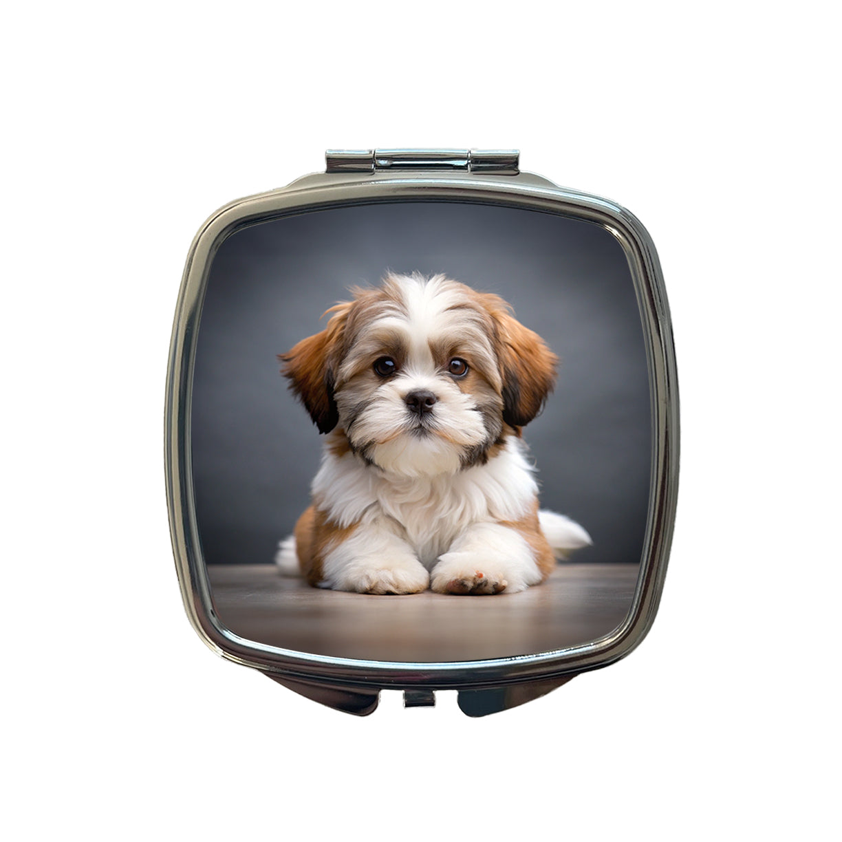 Lhasa Apso Dog Puppy Photo Small Travel Purse Handbag Pocket Makeup Compact Mirror