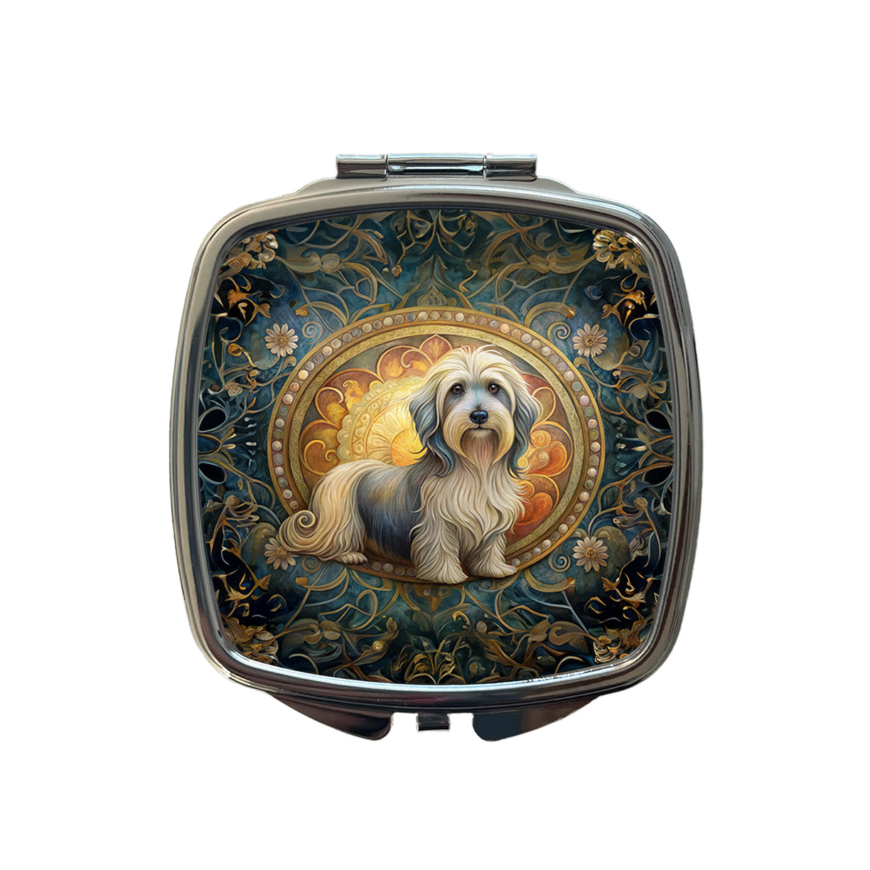 Lowchen Little Lion Dog Art Nouveau Small Travel Purse Handbag Pocket Makeup Compact Mirror
