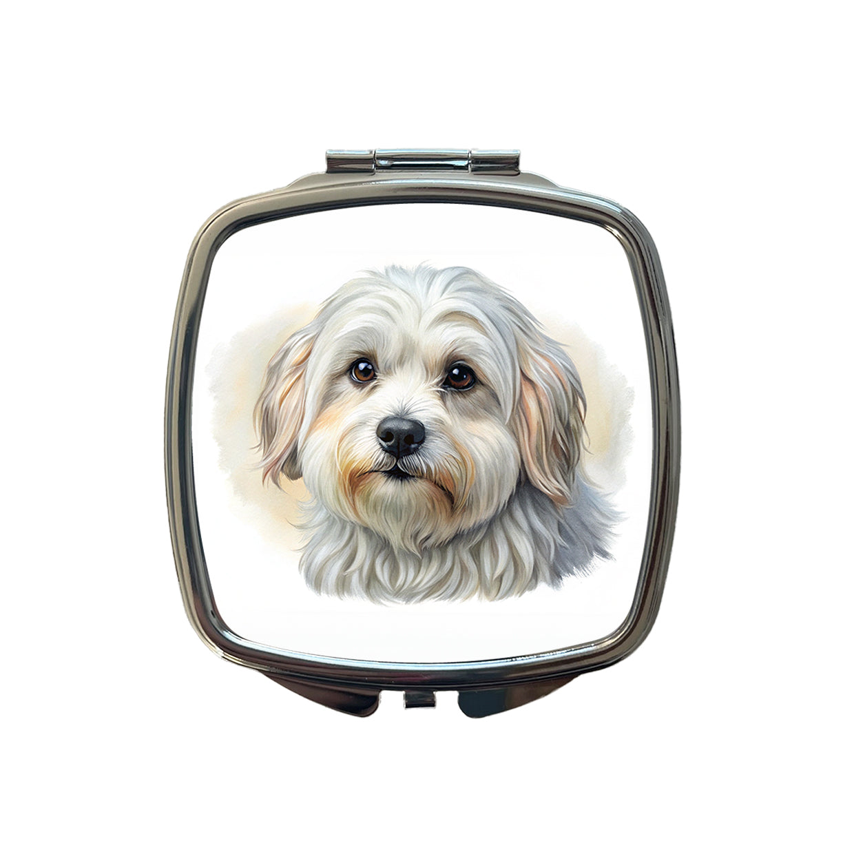 Lowchen Little Lion Dog Illustration Small Travel Purse Handbag Pocket Makeup Compact Mirror