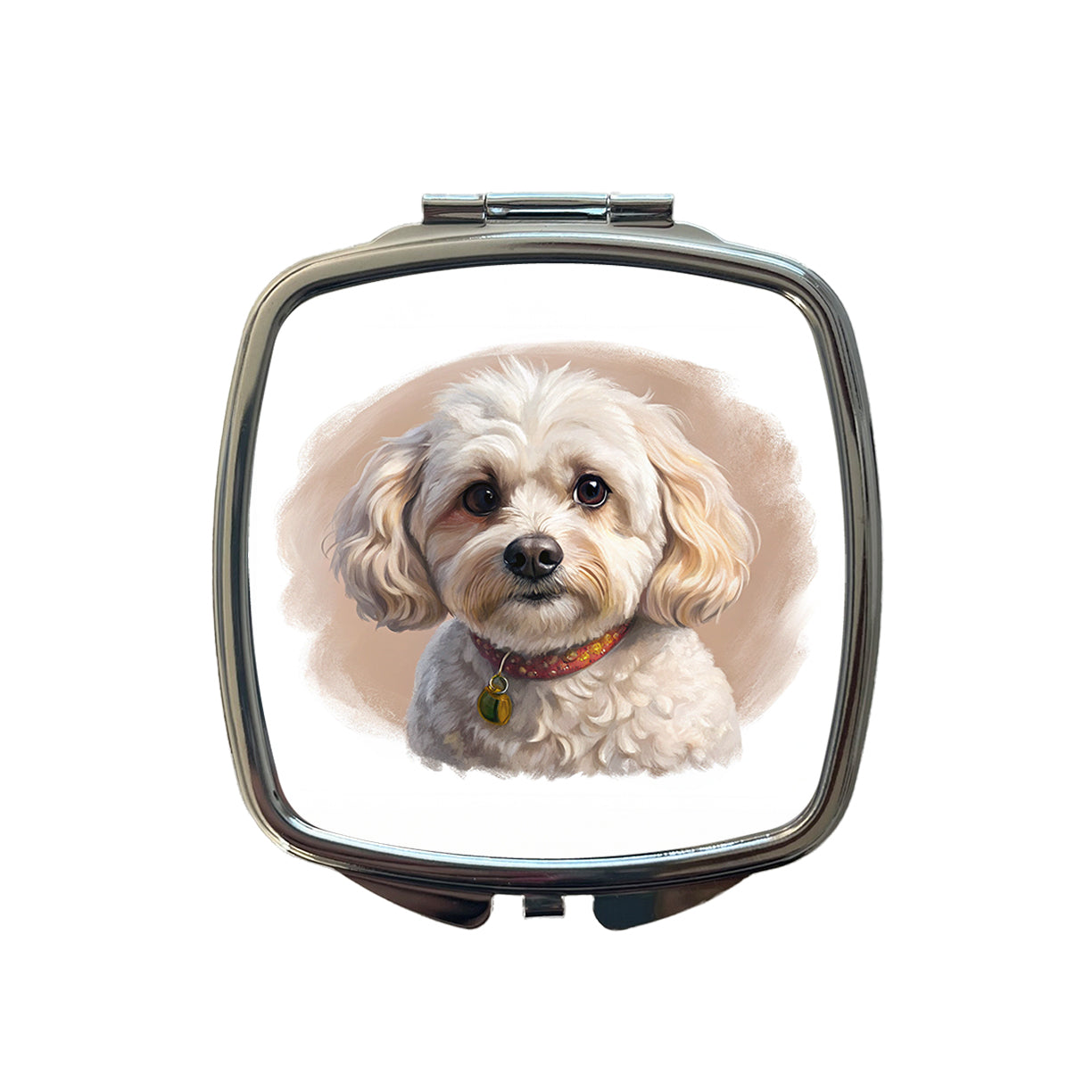 Maltipoo Dog Illustration Small Travel Purse Handbag Pocket Makeup Compact Mirror