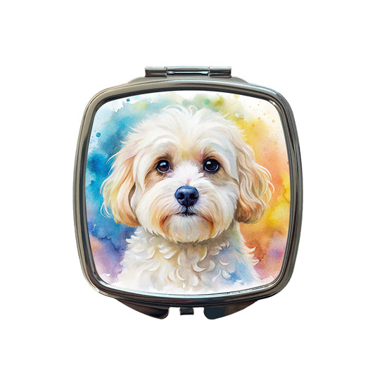 Maltipoo Dog Watercolor Style Small Travel Purse Handbag Pocket Makeup Compact Mirror