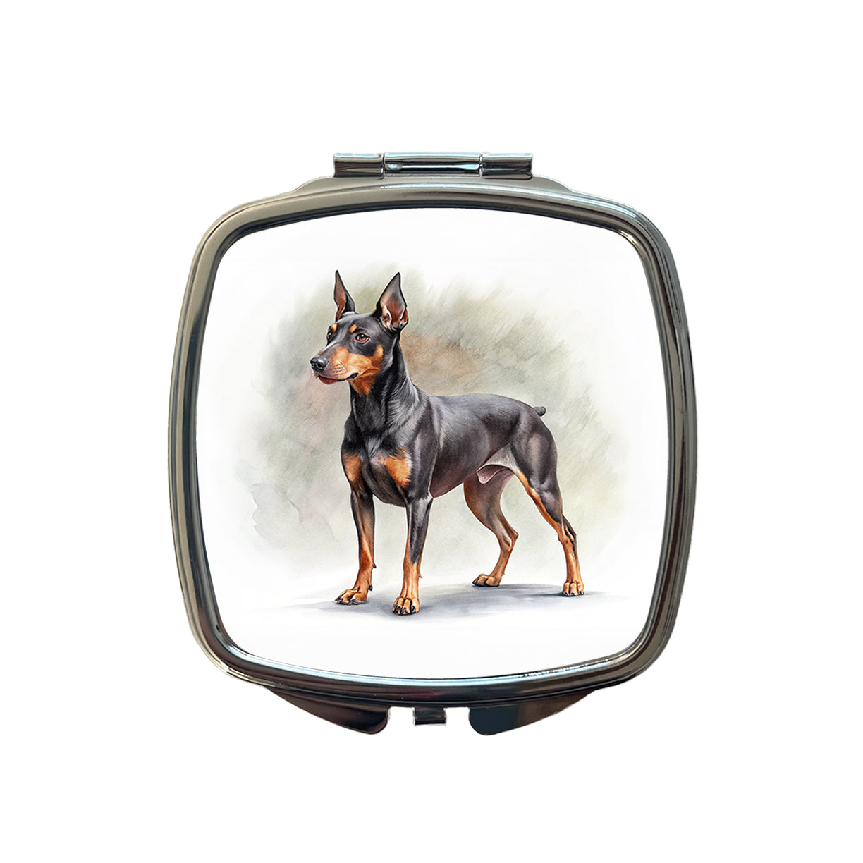 Manchester Terrier Dog Illustration Small Travel Purse Handbag Pocket Makeup Compact Mirror