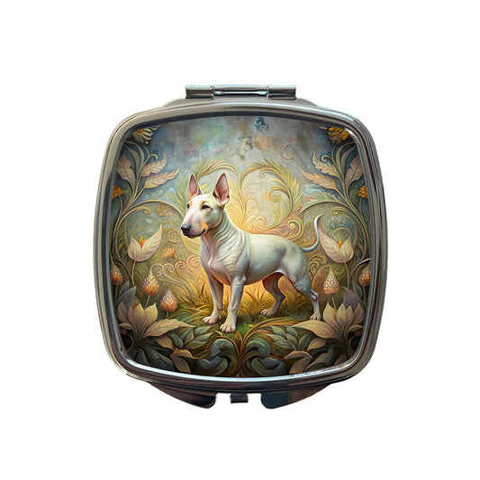 Miniature Bull Terrier Dog Art Nouveau Small Travel Purse Handbag Pocket Makeup Compact Mirror