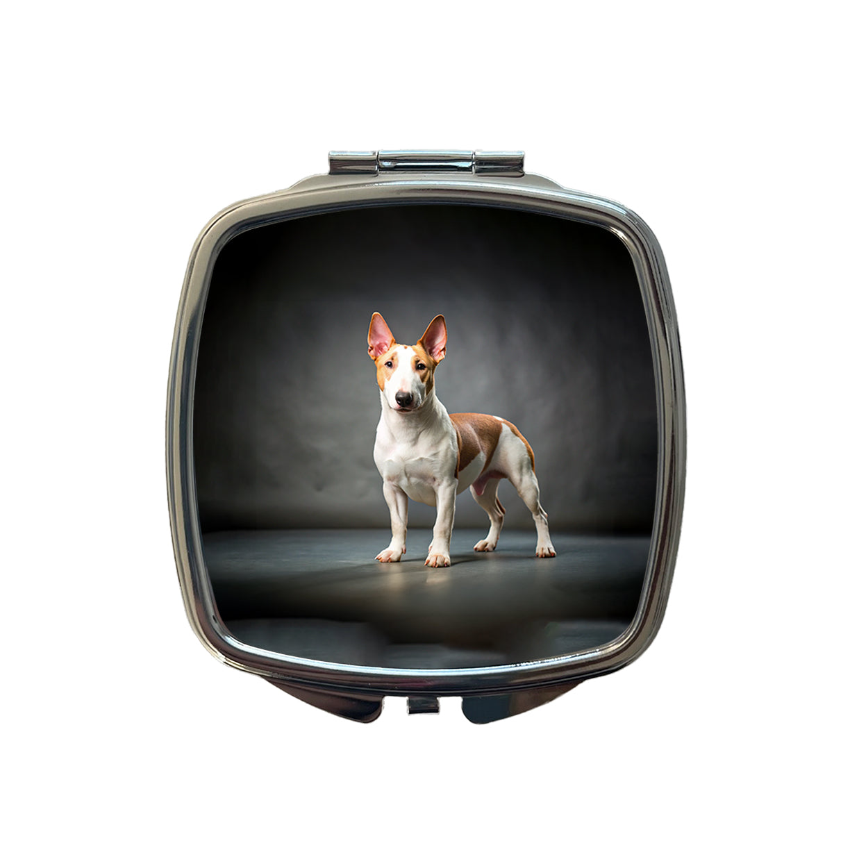 Miniature Bull Terrier Dog Photo Small Travel Purse Handbag Pocket Makeup Compact Mirror