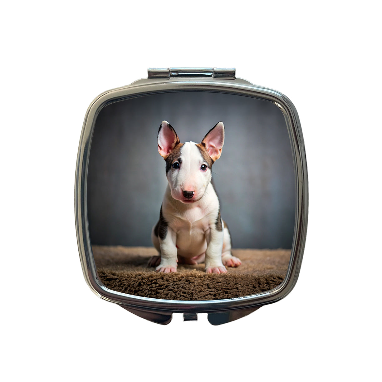 Miniature Bull Terrier Dog Puppy Photo Small Travel Purse Handbag Pocket Makeup Compact Mirror