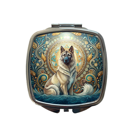 Norwegian Elkhound Dog Art Nouveau Small Travel Purse Handbag Pocket Makeup Compact Mirror