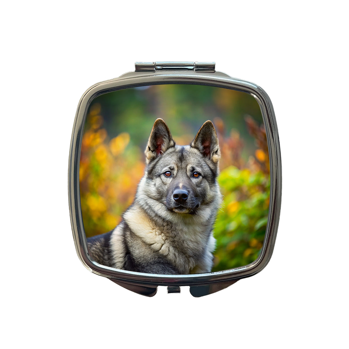 Norwegian Elkhound Dog Photo Small Travel Purse Handbag Pocket Makeup Compact Mirror