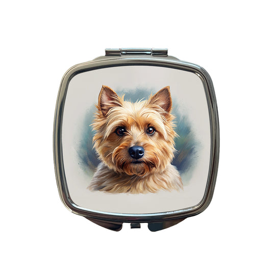 Norwich Terrier Dog Illustration Small Travel Purse Handbag Pocket Makeup Compact Mirror