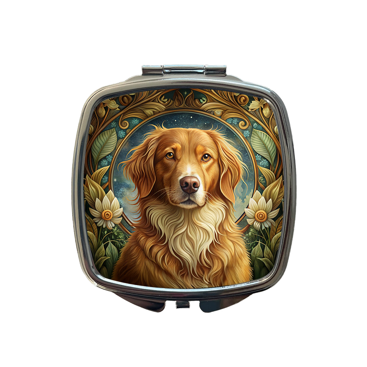 Nova Scotia Duck Tolling Retriever Dog Art Nouveau Small Travel Purse Handbag Pocket Makeup Compact Mirror