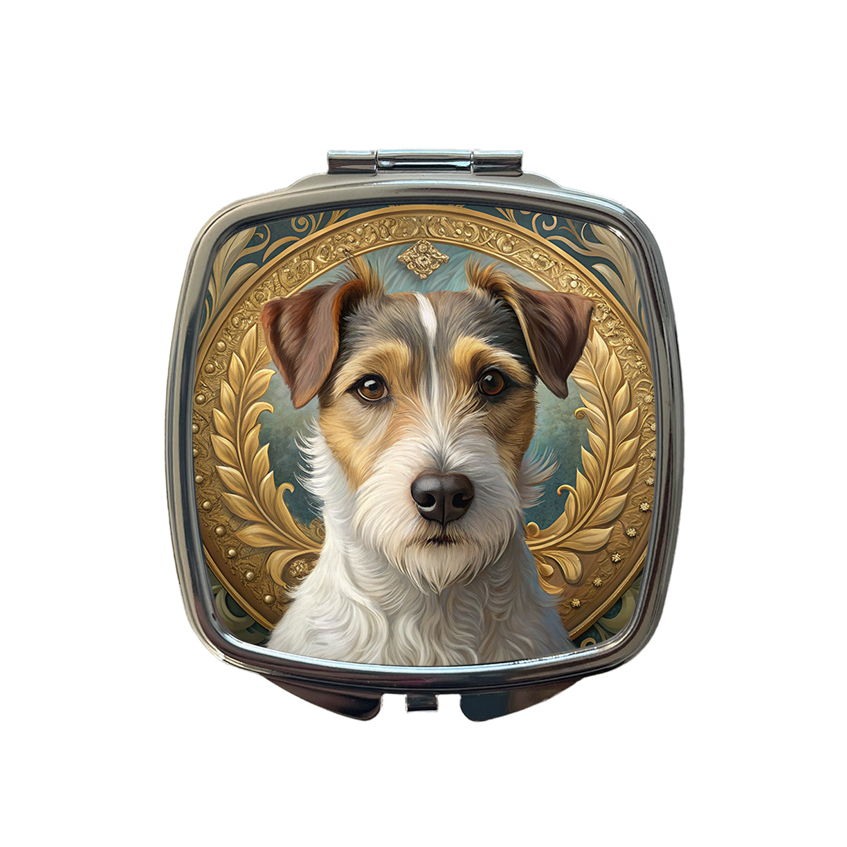 Parson Russell Terrier Dog Art Nouveau Small Travel Purse Handbag Pocket Makeup Compact Mirror