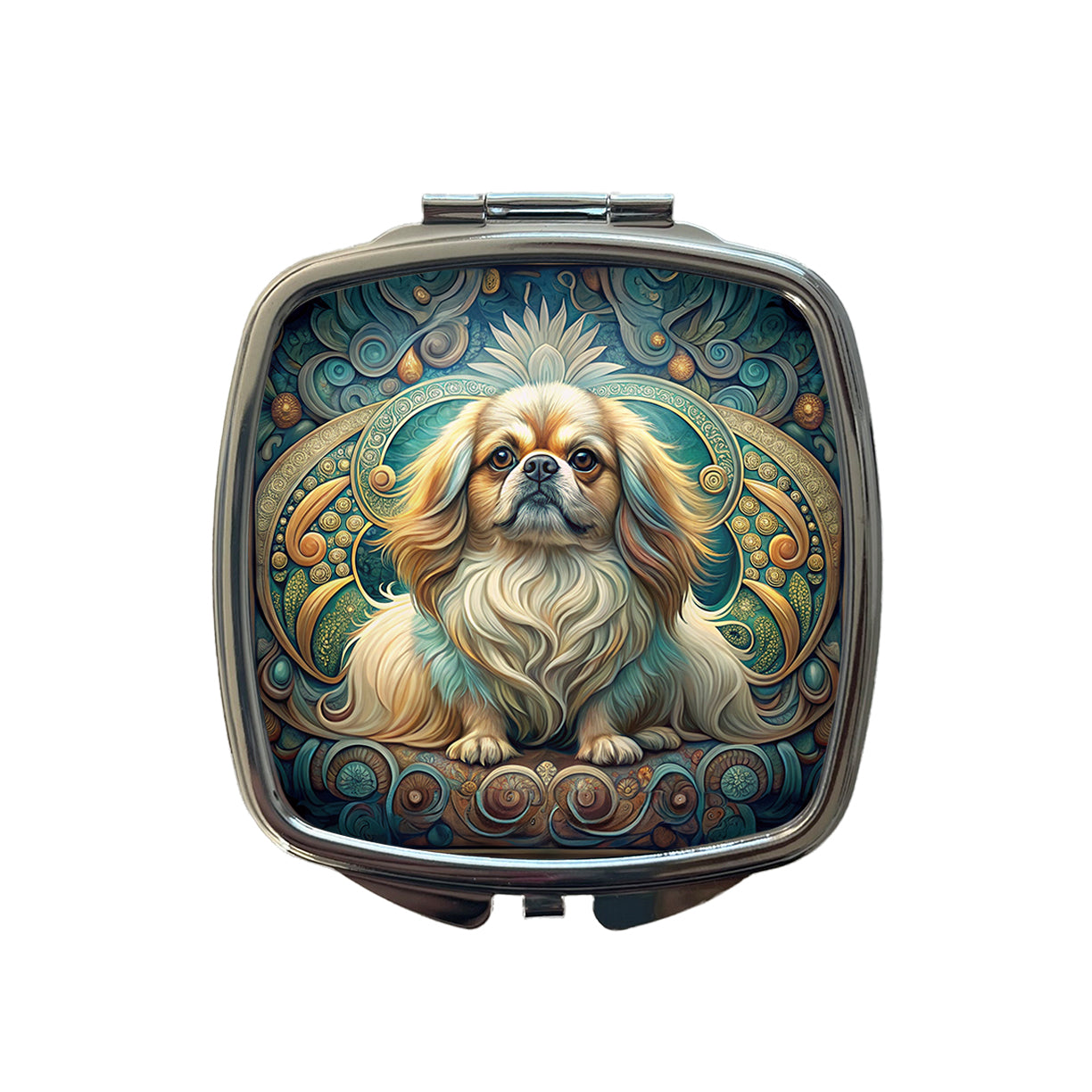 Pekingese Dog Art Nouveau Small Travel Purse Handbag Pocket Makeup Compact Mirror