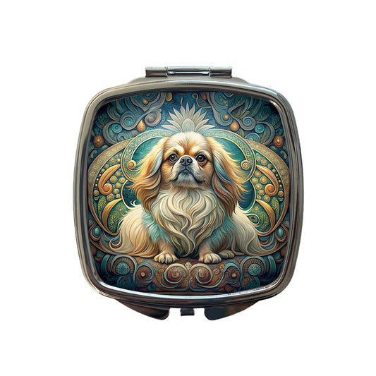 Pekingese Dog Art Nouveau Small Travel Purse Handbag Pocket Makeup Compact Mirror