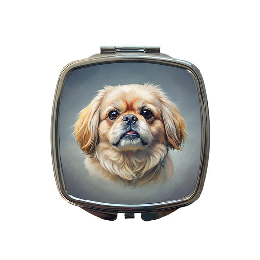 Pekingese Dog Illustration Small Travel Purse Handbag Pocket Makeup Compact Mirror