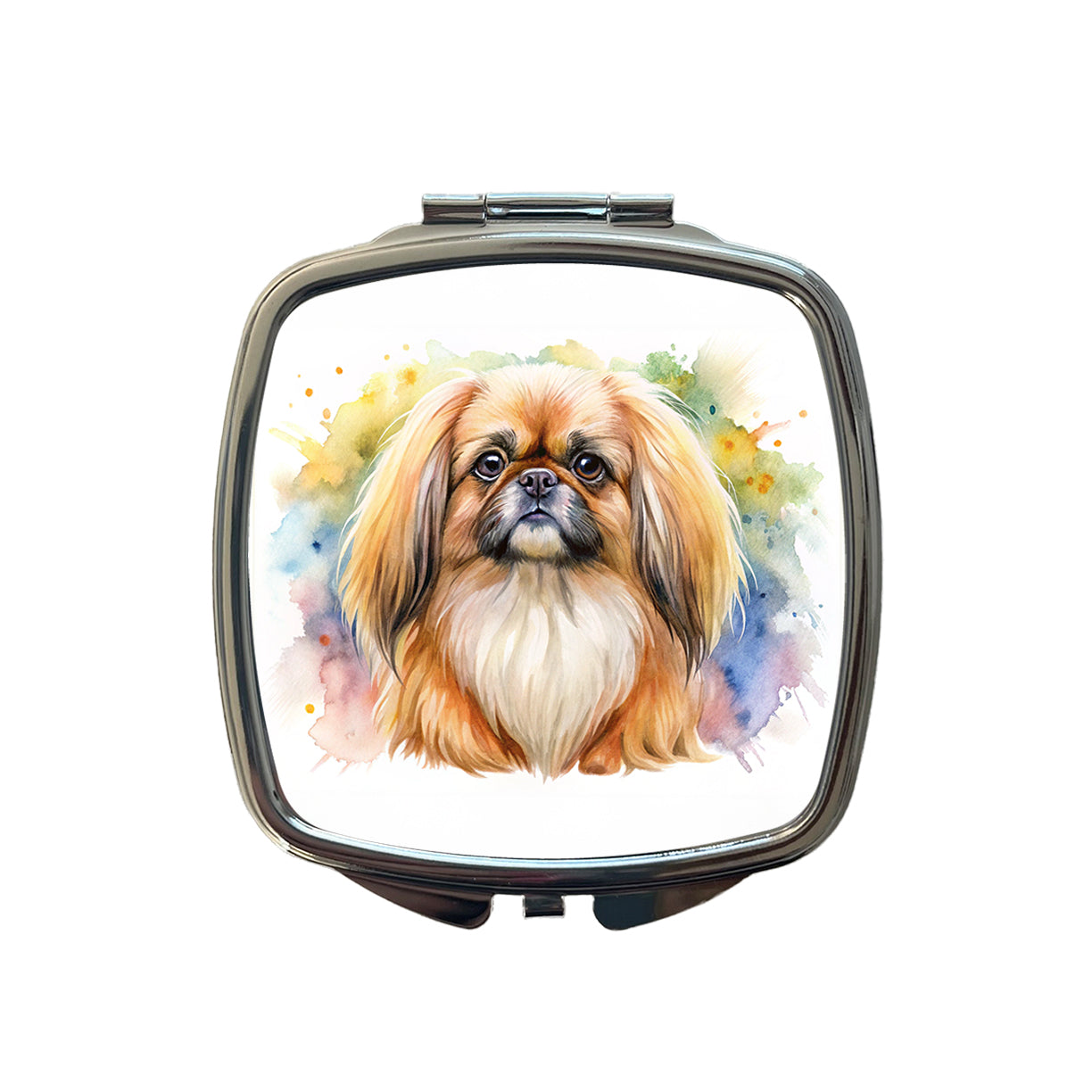 Pekingese Dog Watercolor Style Small Travel Purse Handbag Pocket Makeup Compact Mirror
