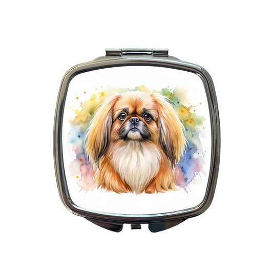 Pekingese Dog Watercolor Style Small Travel Purse Handbag Pocket Makeup Compact Mirror