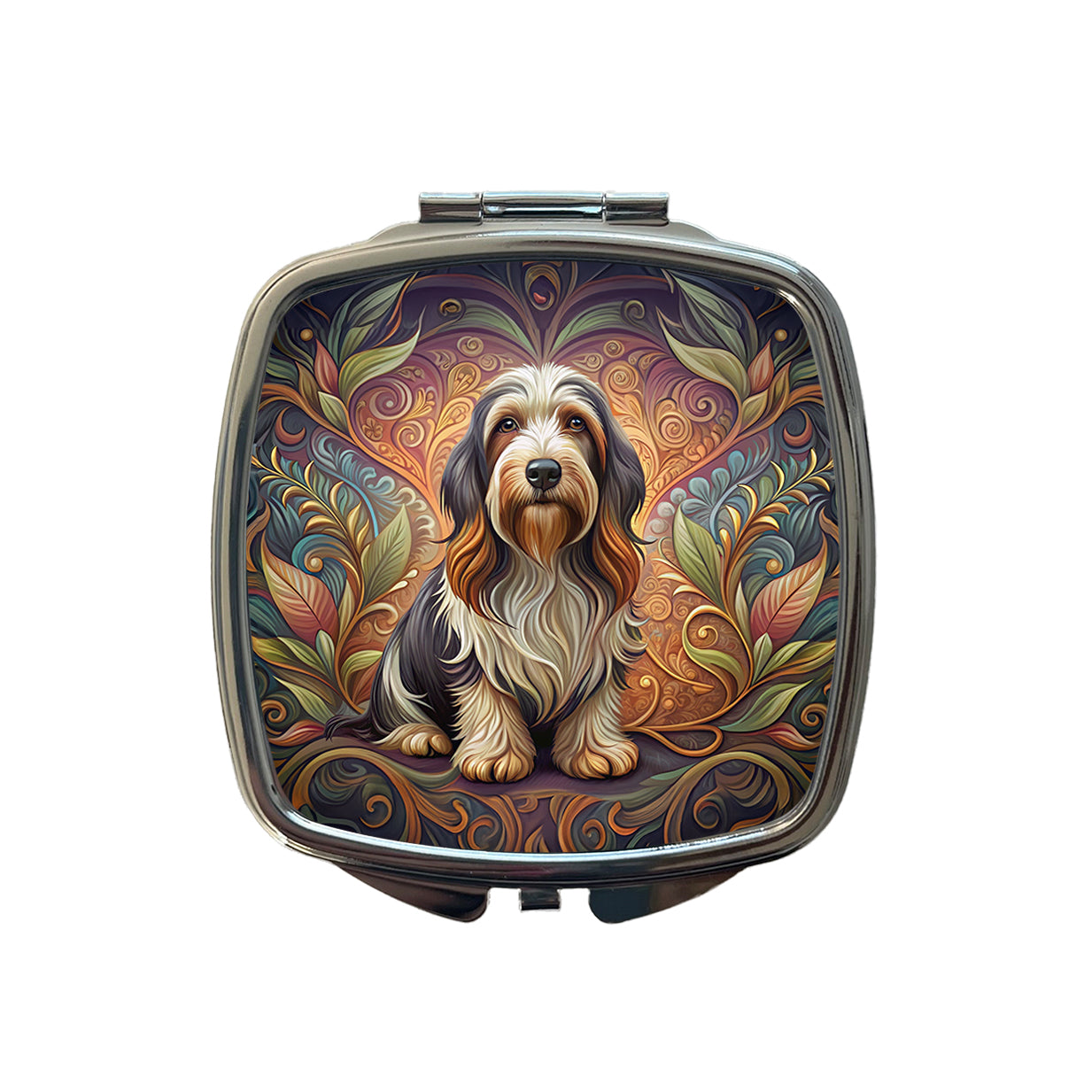 Petit Basset Griffon Vendeen Dog Art Nouveau Small Travel Purse Handbag Pocket Makeup Compact Mirror