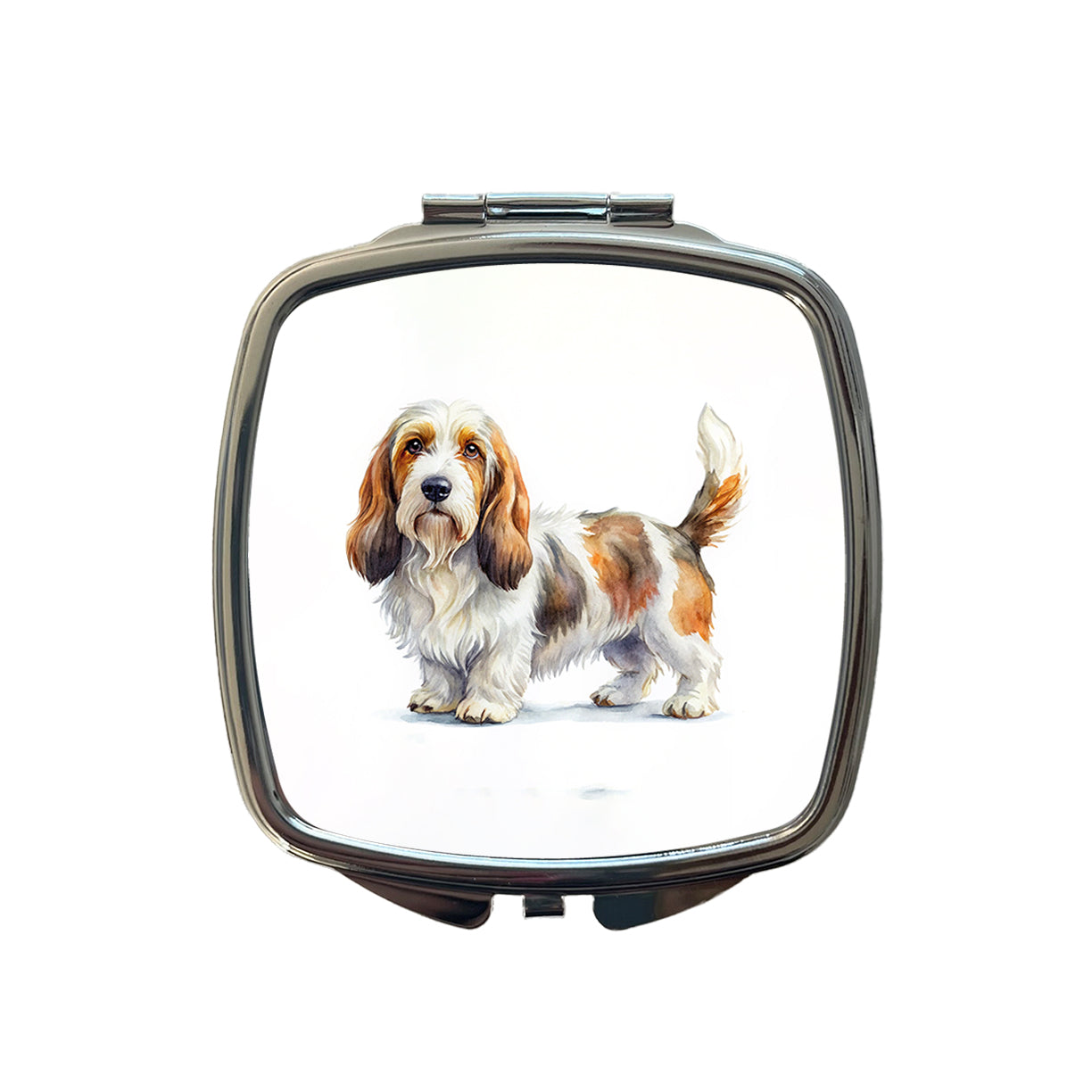 Petit Basset Griffon Vendeen Dog Watercolor Style Small Travel Purse Handbag Pocket Makeup Compact Mirror