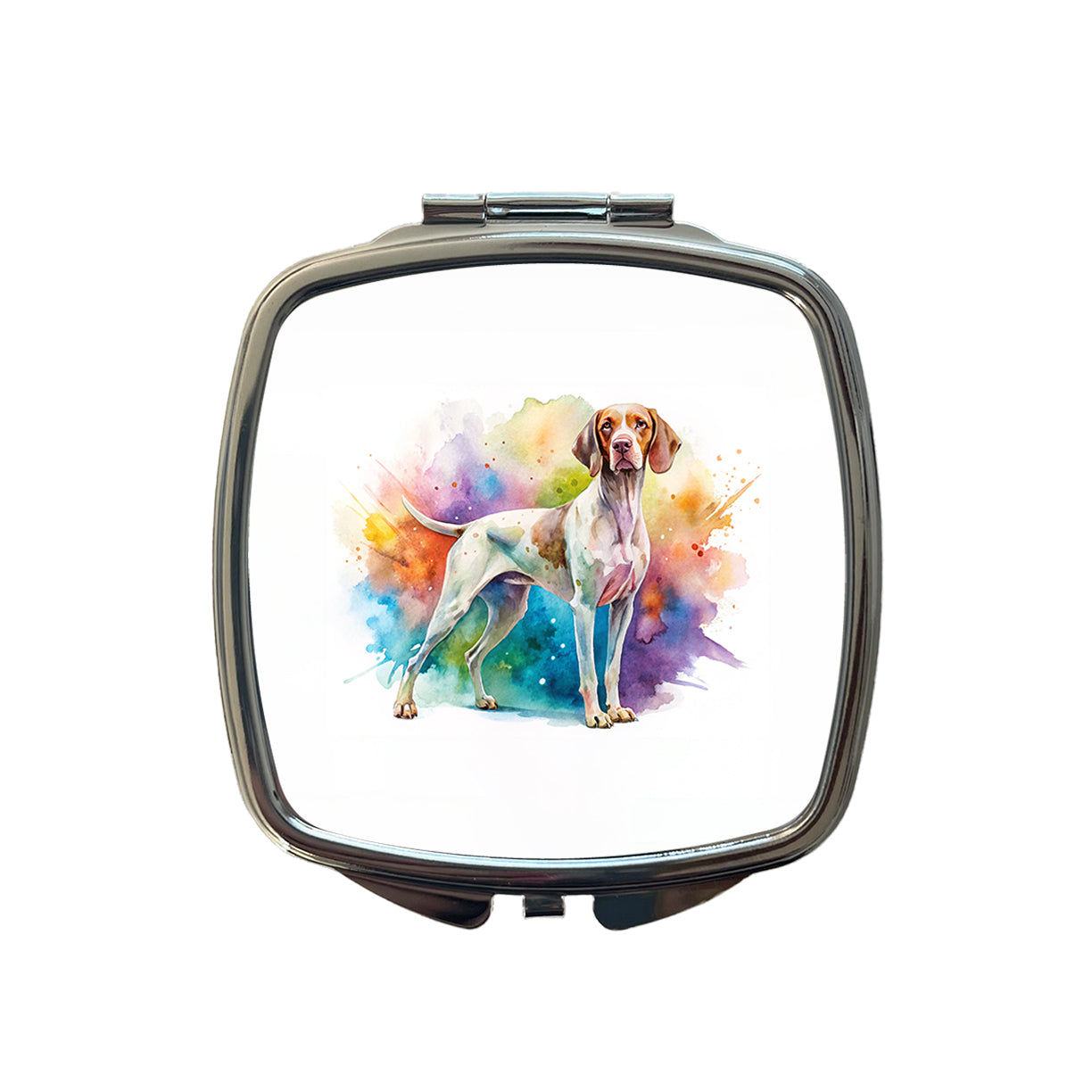 Pointer Dog Watercolor Style Small Travel Purse Handbag Pocket Makeup Compact Mirror