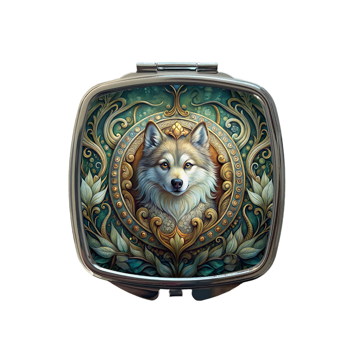 Pomsky Dog Art Nouveau Small Travel Purse Handbag Pocket Makeup Compact Mirror