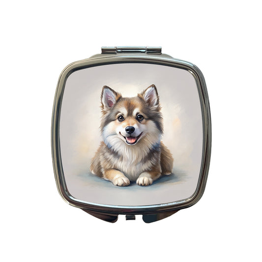 Pomsky Dog Illustration Small Travel Purse Handbag Pocket Makeup Compact Mirror
