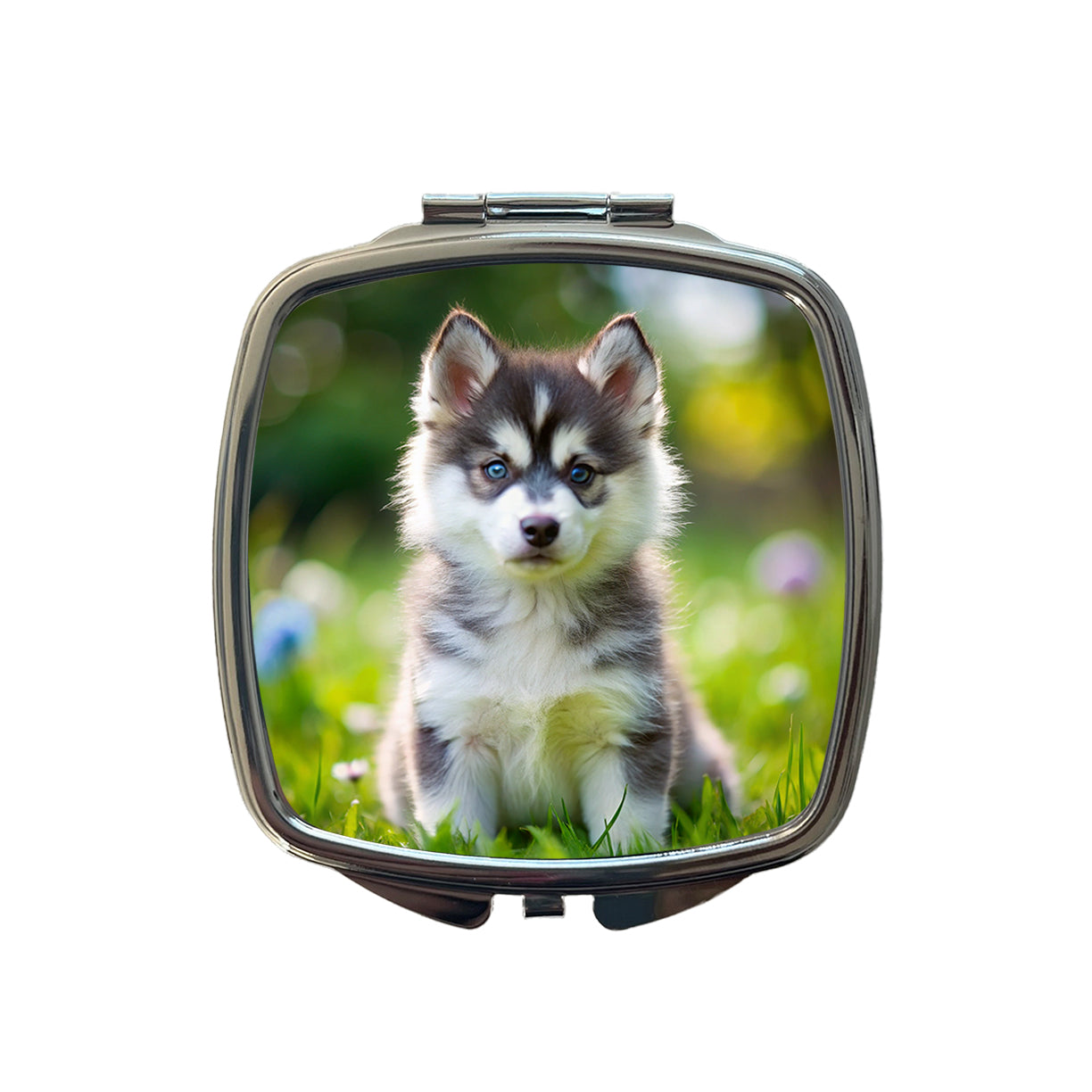 Pomsky Dog Puppy Photo Small Travel Purse Handbag Pocket Makeup Compact Mirror