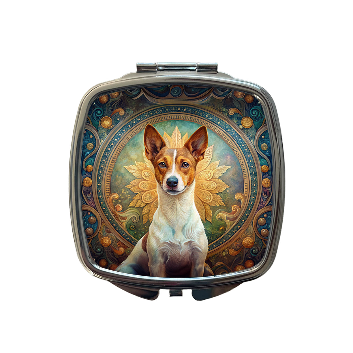 Portuguese Podengo Pequeno Dog Art Nouveau Small Travel Purse Handbag Pocket Makeup Compact Mirror