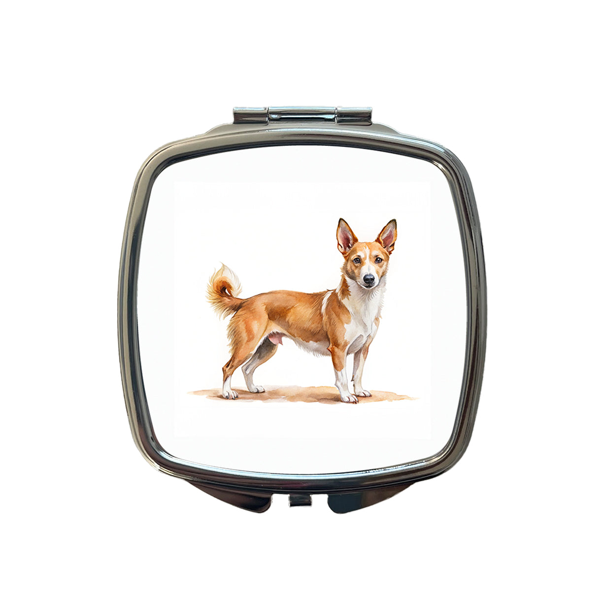 Portuguese Podengo Pequeno Dog Watercolor Style Small Travel Purse Handbag Pocket Makeup Compact Mirror