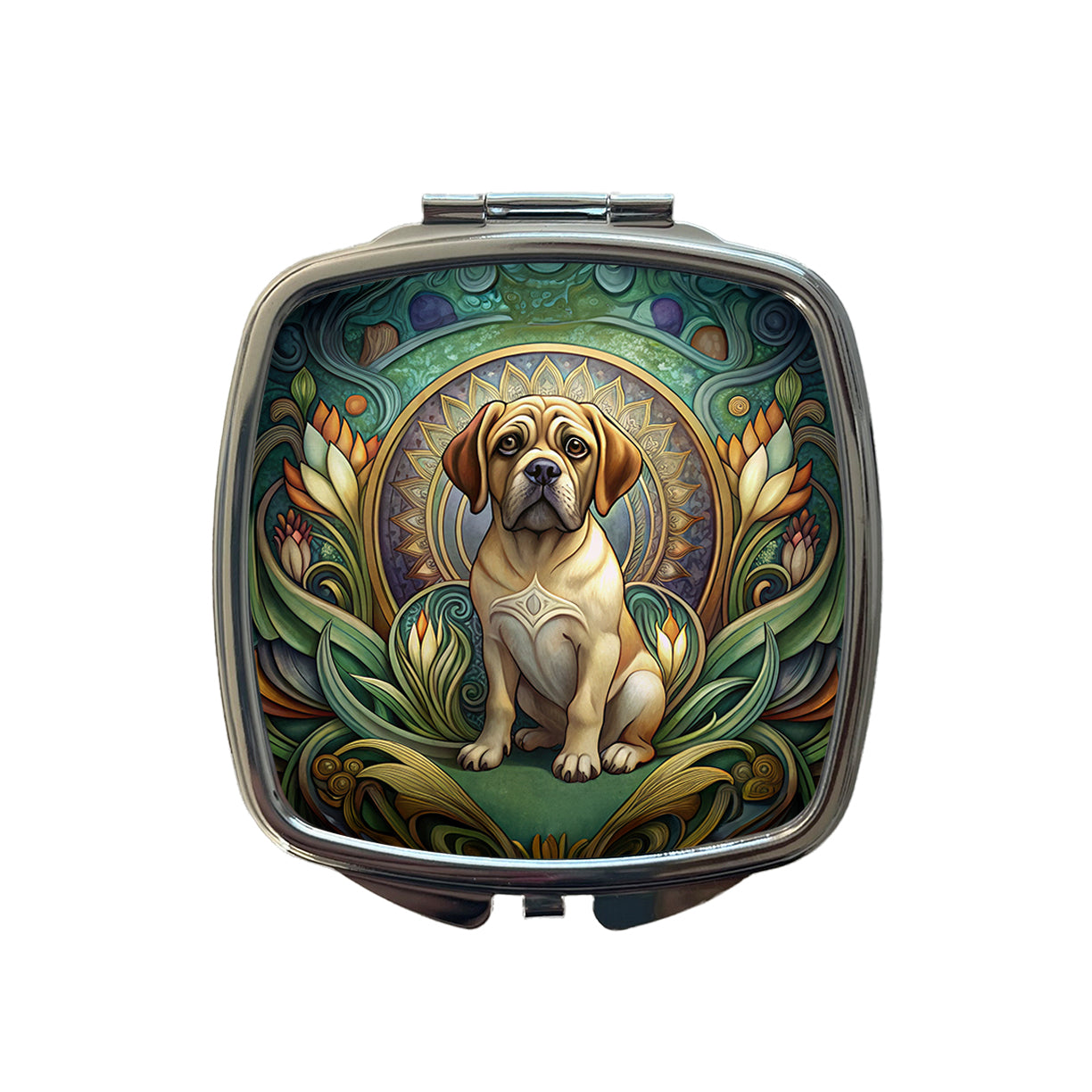 Puggle Dog Art Nouveau Small Travel Purse Handbag Pocket Makeup Compact Mirror