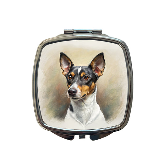 Rat Terrier Dog Illustration Small Travel Purse Handbag Pocket Makeup Compact Mirror