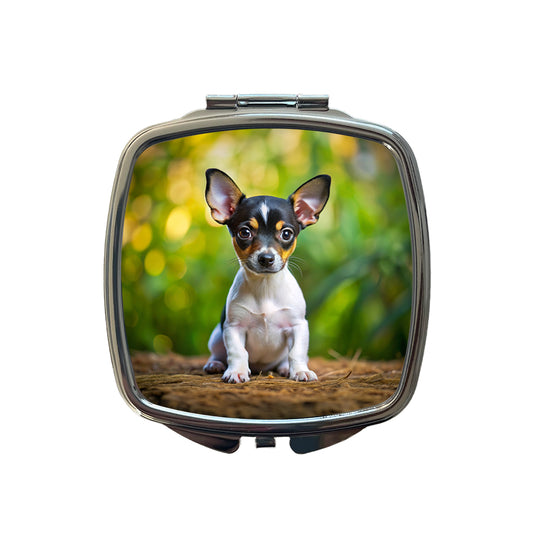 Rat Terrier Dog Puppy Photo Small Travel Purse Handbag Pocket Makeup Compact Mirror