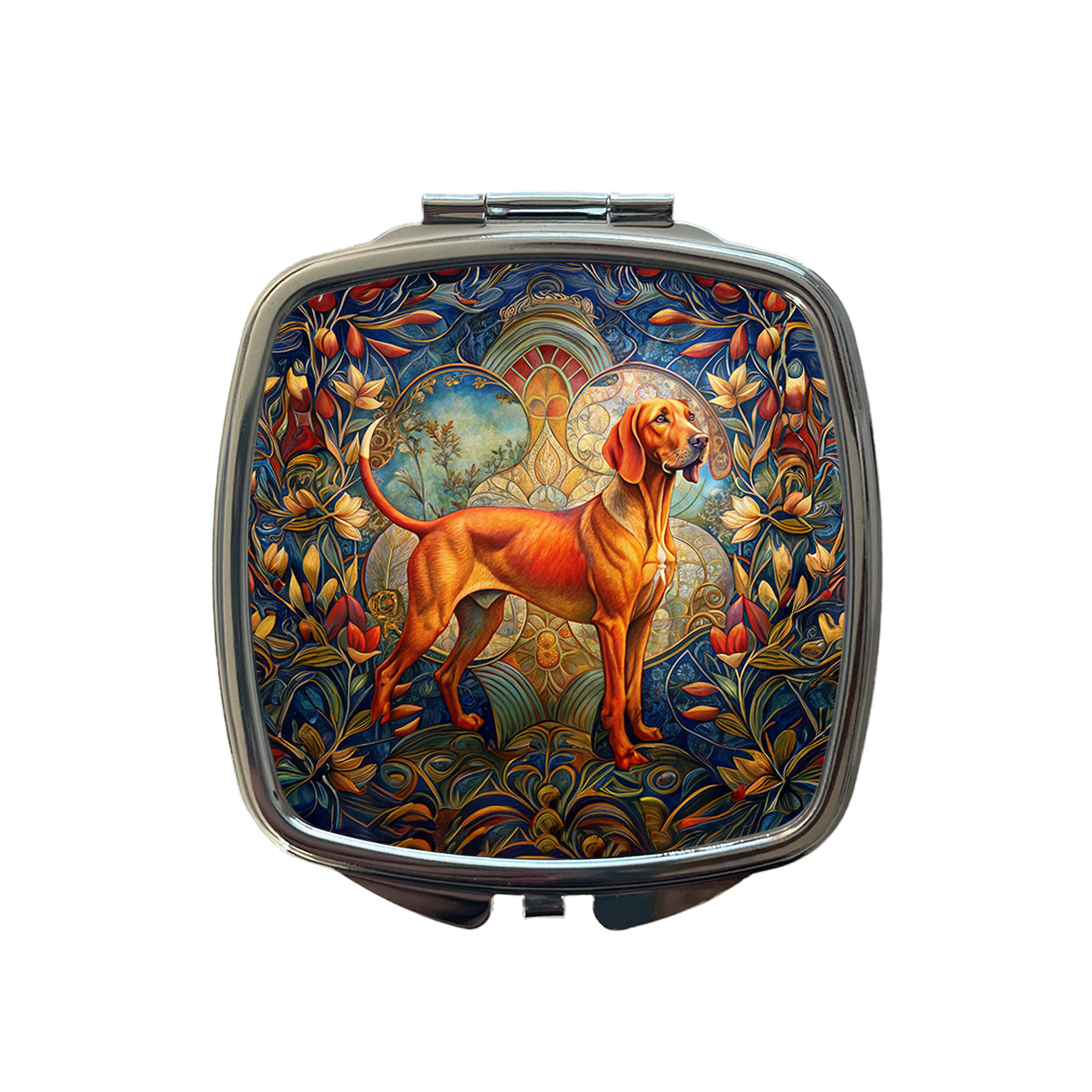 Redbone Coonhound Dog Art Nouveau Small Travel Purse Handbag Pocket Makeup Compact Mirror