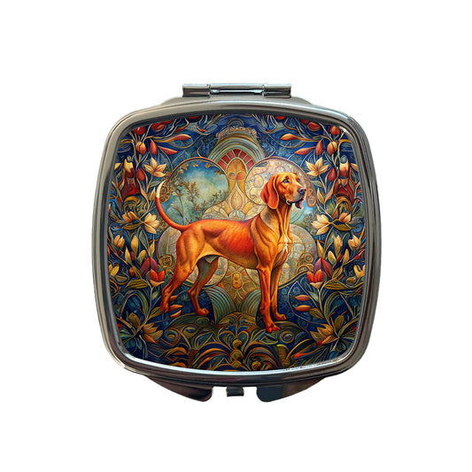 Redbone Coonhound Dog Art Nouveau Small Travel Purse Handbag Pocket Makeup Compact Mirror