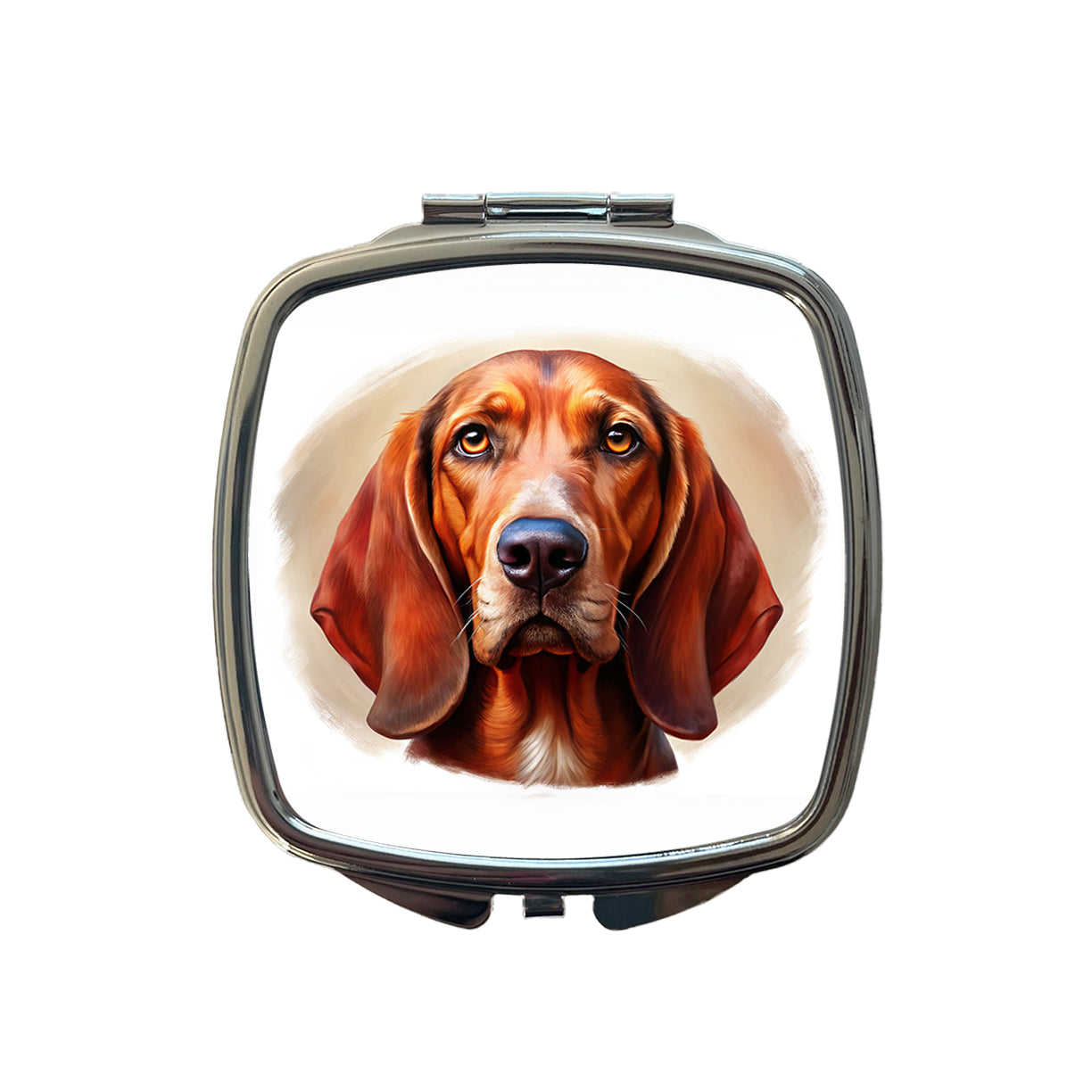 Redbone Coonhound Dog Illustration Small Travel Purse Handbag Pocket Makeup Compact Mirror