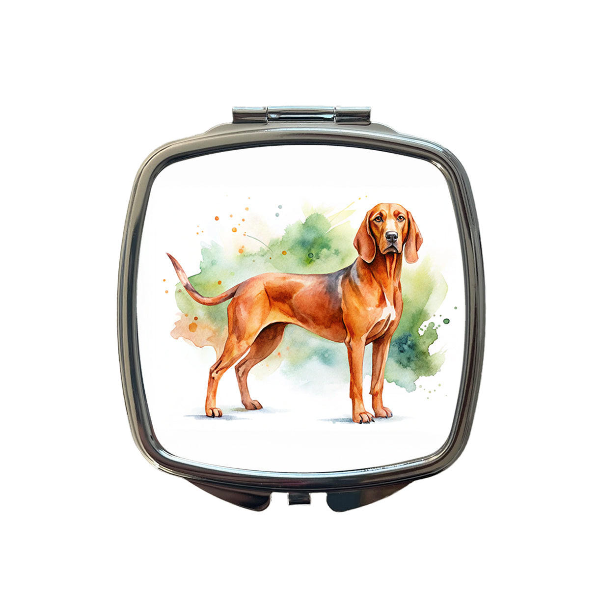 Redbone Coonhound Dog Watercolor Style Small Travel Purse Handbag Pocket Makeup Compact Mirror